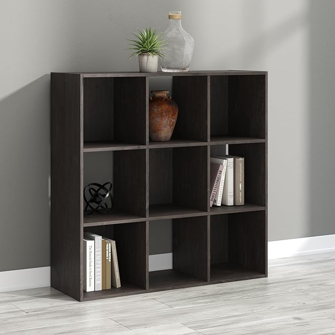 Signature Design by Ashley Piperton 9 Cube Storage Organizer or Bookcase, Charcoal