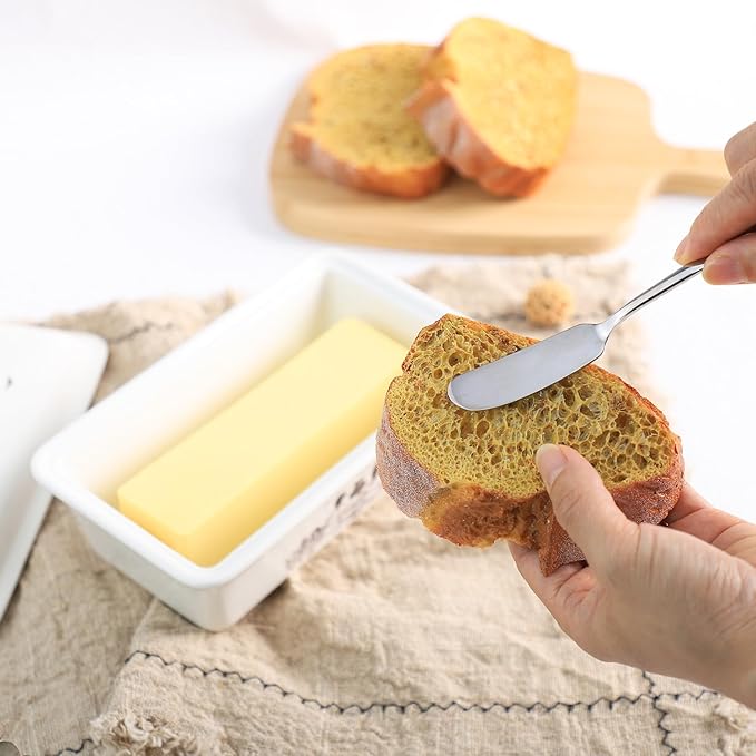 Ceramic Butter Dish with Lid Butter Keeper Butter Plate Tray for Kitchen Countertop, Farm Animals Cow Pig and Rooster Pattern Butter Crock Keeper Saver