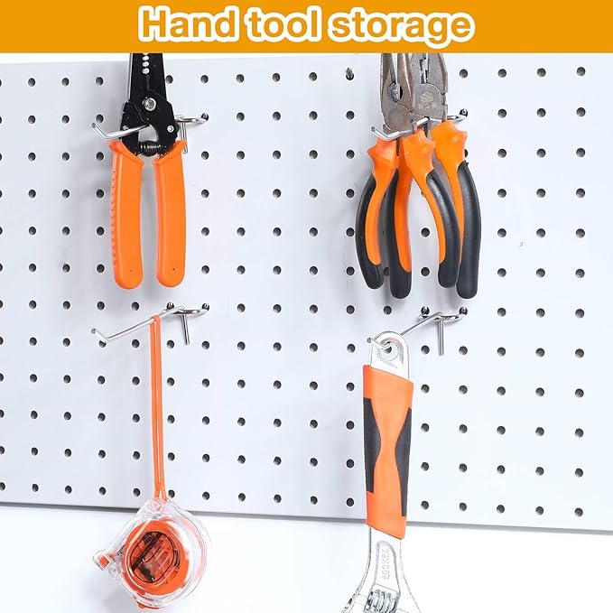 Funrous 100 Pack Peg Board Hooks Stainless Steel Pegboard Hooks Shelving Display Hanging Peg Board Holders for 1/8 and 1/4 Garage Storage Tools Organizer(6 Inch)