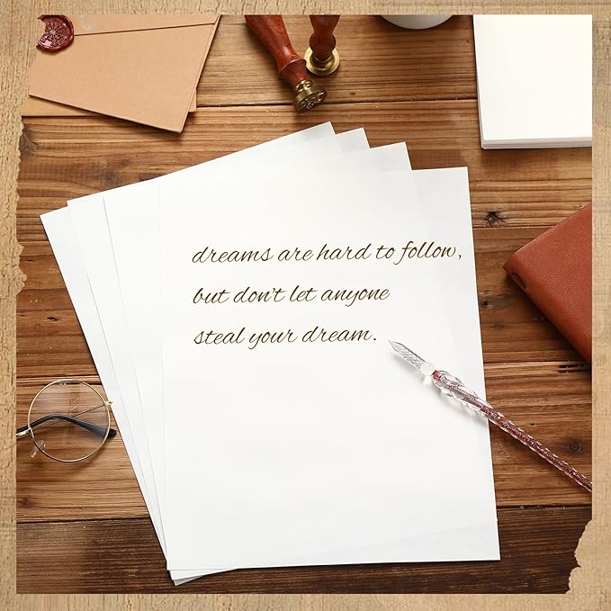 Epakh 100 Pcs Old Age Parchment Paper 8.5 x 11 Inch Standard Letter Vintage Colored Old Parchment Semblance Double Side Printing Paper (White)