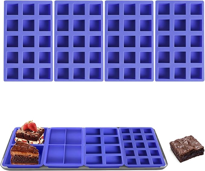 4 Pcs Silicone Tray Dividers for Harvest Right Freeze Dryer,Silicone Food Molds for Harvest right freeze dryer accessories，Reusable Dryer Food Freezer Trays (Purple,15 Cavities)