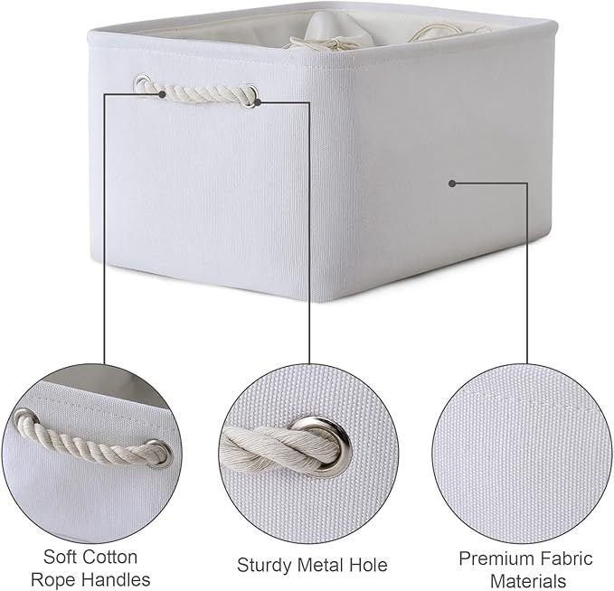 TheWarmHome Storage Basket for Gifts Empty - X Large - 3 Pack 17.7L×13.8W×9.8H in Collapsible Storage Bin for Shelves, Toy Box Storage for Gifts Book Laundry (White)