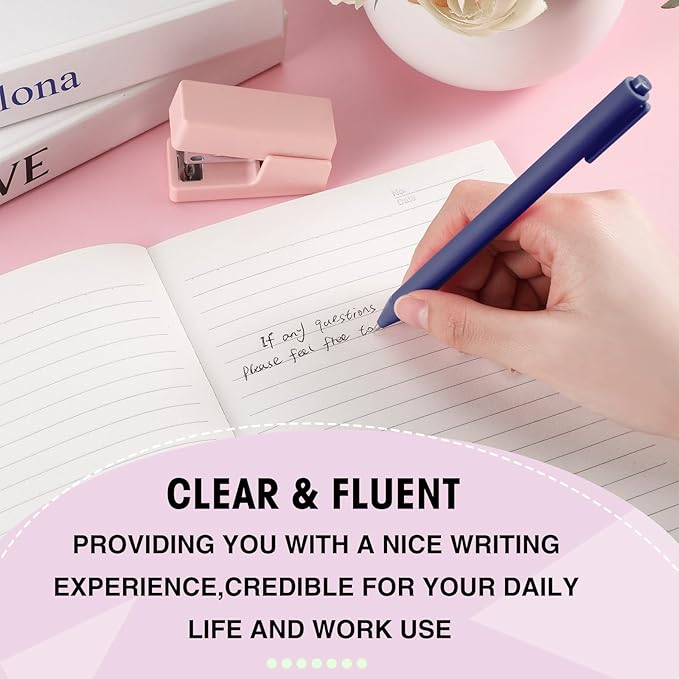 Teling 100 Pcs Ballpoint Pens Retractable Comfortable Cute Stylish Writing Pens in Medium Point 1.0 mm for Office Supplies(Navy)