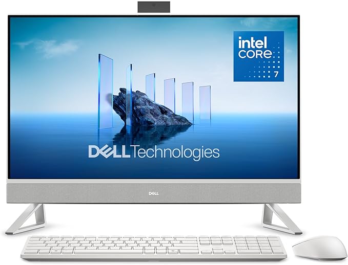 Dell 27 All-in-One Desktop ec27250-27-inch FHD (1920 x 1080) Display, Intel Core 7 Processor 150U, Intel Graphics, 16GB DDR5 RAM, 1TB SSD, Windows 11 Home, Onsite Service - White