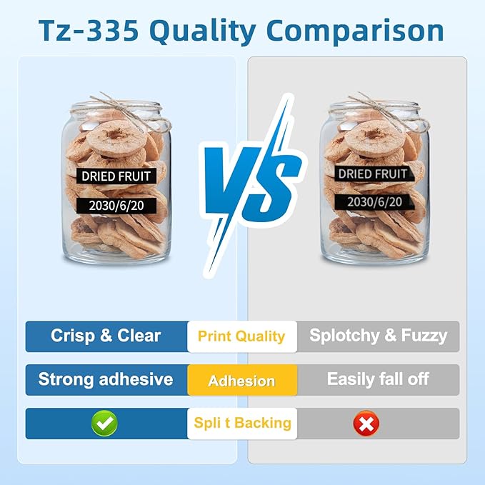 Airmall Label Maker Tape Black Replacement for Brother Ptouch Tape 12mm 0.47 White on Black Tze-335 Tze335 TZe TZ 12mm 0.47 Laminated for Brother PT-D210 PT-D220 PT-H110 PT-D400 PT-D600, 4-Pack