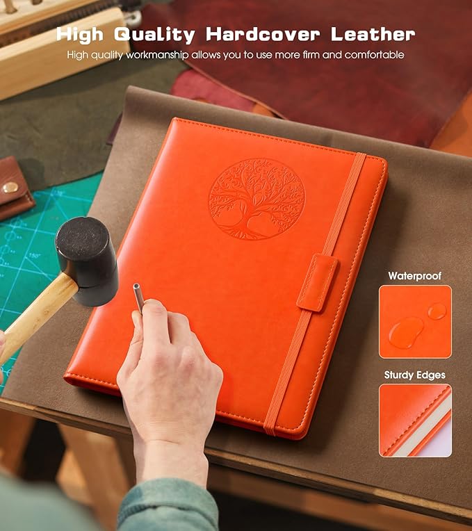 Lined Journal Notebook for Women Men,256 Pages B5 Large Hardcover Leather Journals for Writing,Travel,Business,Work,School,College Ruled Notebooks for Note Taking,Diary Notepad 7.8"×10.2"