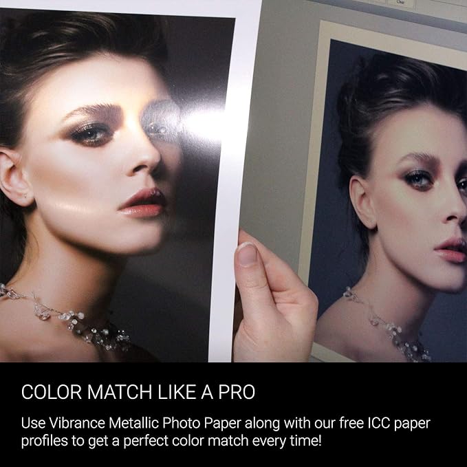 Vibrance Metallic Photo Printer Paper 10 mil 255 gsm Premium Photo Paper Roll 3in Core 44 inches x 100 feet Works with Most Inkjet Printers Including Professional Makes and Models Like Epson Canon HP