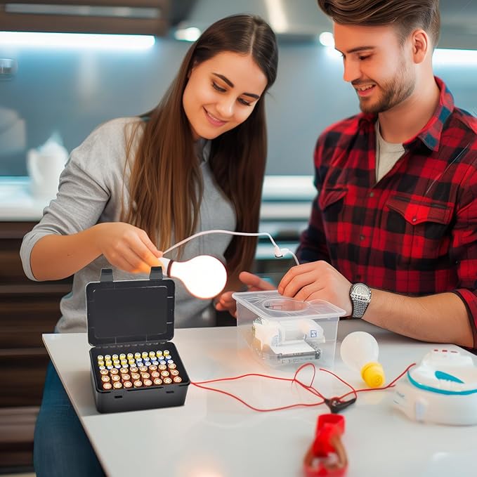 ALCYON Battery Organizer Storage Box, Garage Case Holder for 24* AA, 30* AAA Batteries (Bag Not Include Batteries Pack)-Black