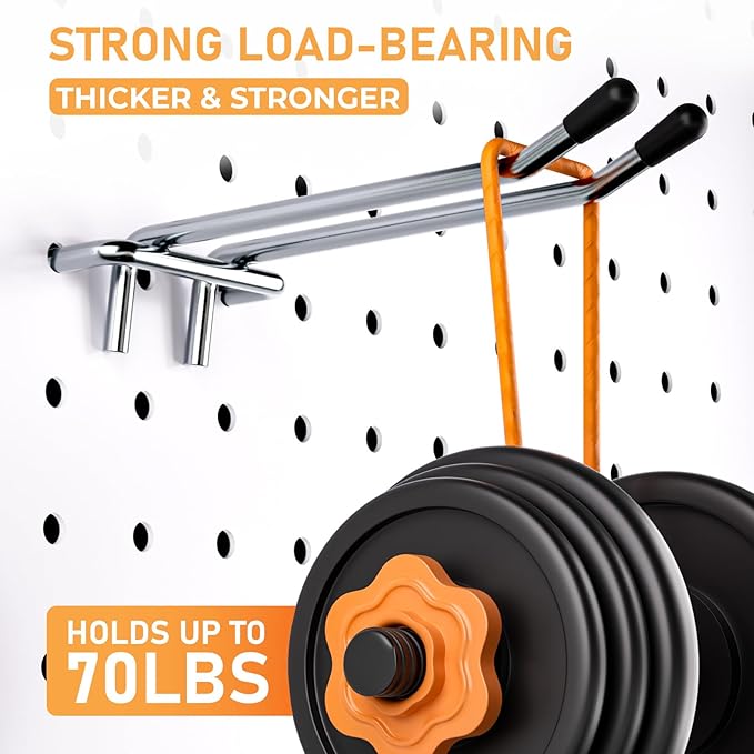 INCLY 176PCS Extra Thick Pegboard Hooks, 1/4" Heavy Duty Metal Peg Board Hooks Assortment with Peg Locks Pegboard Accessories Kit for Garage Wall Organizer Hanging Tools