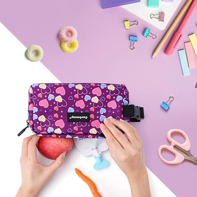 Cerbonny Freezable Lunch Cooler for Work, School, Travel - Leak-proof Insulated Bag for Kids/Adults, Fits Yogurt (Purple Heart)