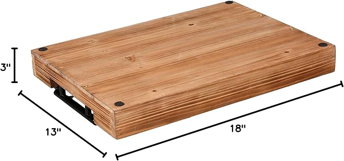 Coffee Table Tray Decorative Nested Vintage Wood Serving Tray Set for Eating, Breakfast, Party, Kitchen, Ottoman,Tea Coffee Table Large Ottoman Trays (Wood, 3Pc)