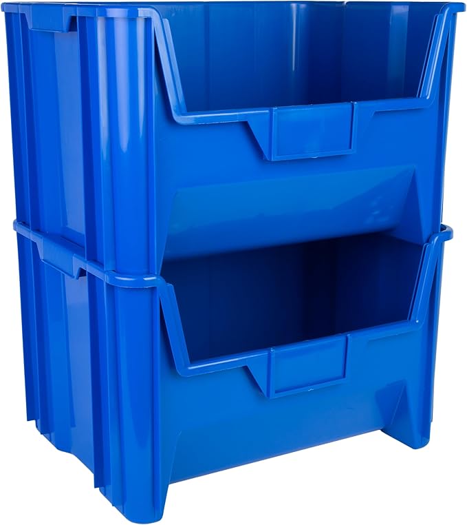Hudson Exchange 20" x 15" x 12.5" (1 Pack) Plastic Giant Stackable Hopper Bin Container, Blue