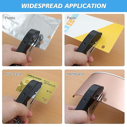 Single Hole Punch - Heavy Duty Paper Puncher for Tags, Cards, Plastic, Cardboard - Portable Hand Held