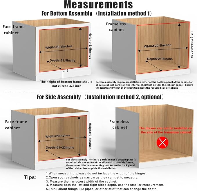 29”W x 21”D x 3”H Soft Close Slide Out Wood Drawer Organizer for Kitchen, (Cabinet Opening>29.5 inches for Bottom Assembly, Width= 29 inches for Side Assembly)