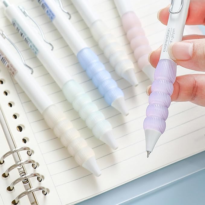 PapaBear Black gel pen, Lantern Shaped Grip, Student Examination Special Pen, Retractable Ballpoint Pen, Fashionable Elegant pen, 6-Pack