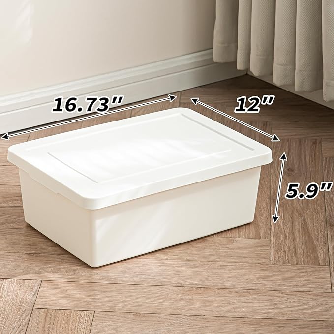 15 Quart White Storage Bins with lids,Office stackable Plastic Boxes Set of 4,Garage organization Storage Box with handle for Organizing Snacks, Crafts, Legos, Tools,books (white, 4L)