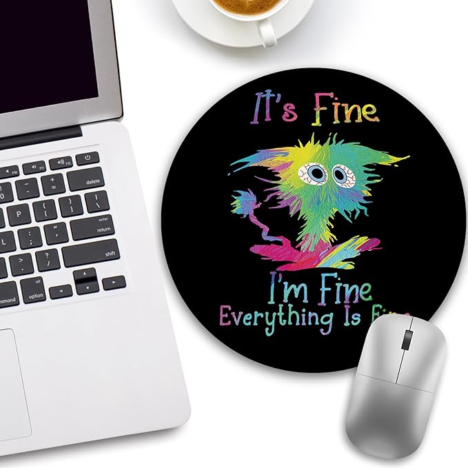 Color Cat Mouse Pad, Funny Small Round Mouse Pads for Desk, Mini Travel Mousepad for Work Wireless Computer Laptop, Office Desk Accessories, 8.6 x 8.6 inch
