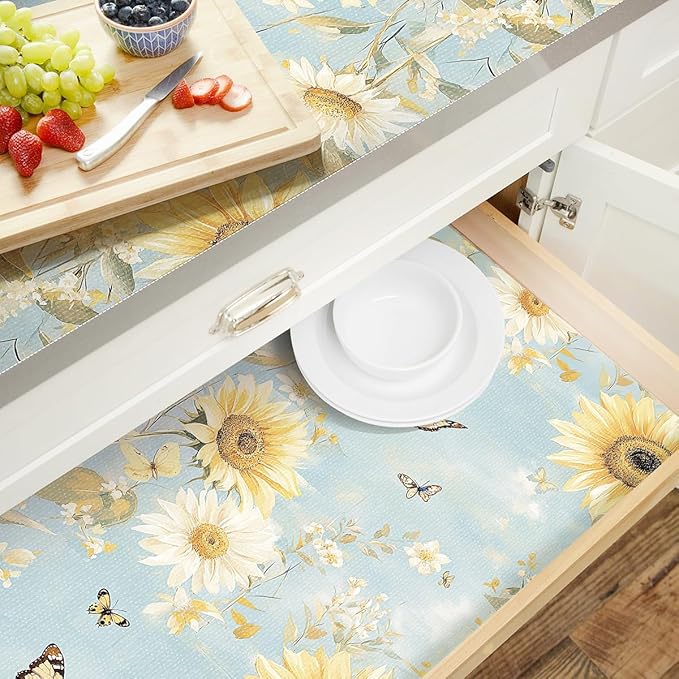 Shelf Liner for Kitchen Cabinets Non Adhesive Drawer Liner,Cabinet Liner for Shelves,Non Slip Kitchen Drawer Liners for Dresser,Waterproof Shelf Paper for Refrigerator,Cupboard,12In x 16.4FT