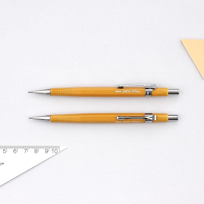 JAVAPEN 0.9mm Mechanical Drafting Pencils – 12-Pack, Heavy-Duty Lead, Comfortable Grip, Anti-Roll Hex Barrel, Built-in Eraser, Made in Korea