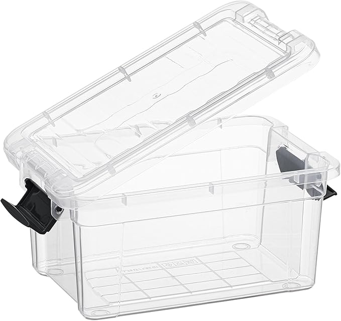 Superio Clear Storage Bins with Lids, Stackable Storage Box with Latches and Handles, Extra Small, 4 Pack 1.75 Quart