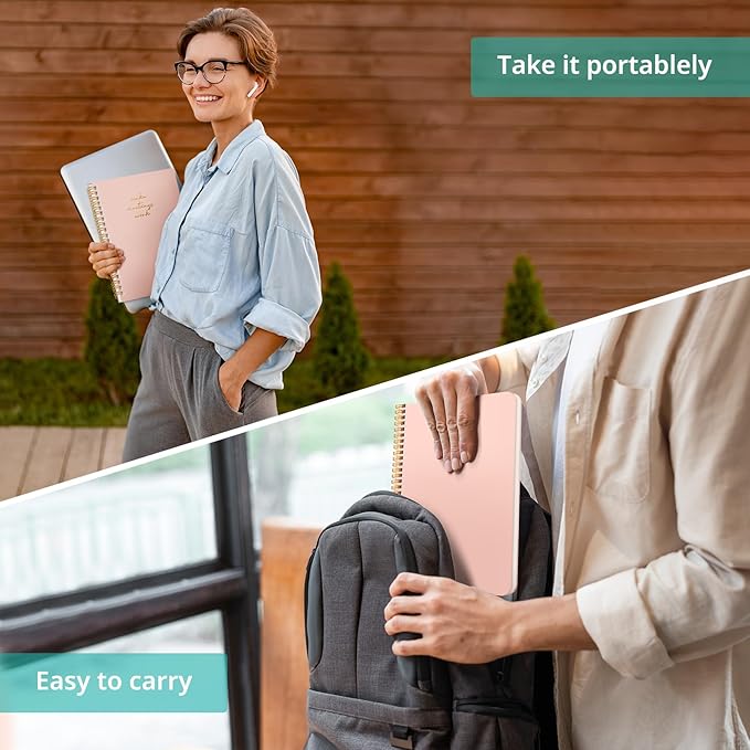 6 Pack of Meeting Notebook for Work Organization - Work notebook with action items, Meeting Minutes Planner Notebook, Perfect Office Supplies for Men & Women - Pink