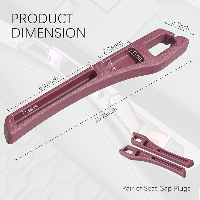 2PCS Car Seat Gap Filler Organizer,2 in 1 Car Gap Filler with Fill and Storage Function for Storing Phones Keys Cards,Universal Multifunctional No Drop Seat Guard for Cars (Red)