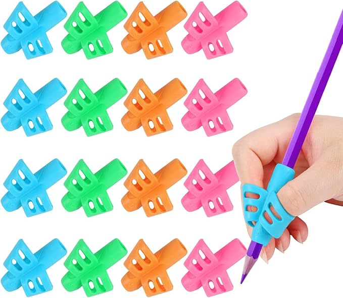 SANNIX 16 Pack Pencil Grippers for Kids Handwriting, Pencil Holder for Kids, Handwriting Grip, Ergonomic Training Pen Grips, Writing Tool for Toddlers, Preschoolers, Children