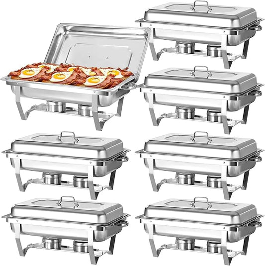 Chafing Dish Buffet Set, 8QT Stainless Steel Chafing Dishes for Buffet, Full Pan Chafing Dish, Buffet Servers and Warmers for Party, Wedding,Catering (7 PACK)