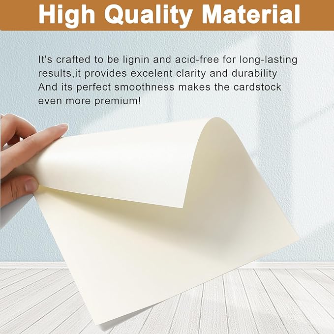 120 Sheets Cream Shimmer Cardstock 8.5 x 11 Off White Paper, 250gsm/92lb Premium Glossy Paper Card Stock for DIY Cards Making, Wedding Invitations, Anniversaries, Business Cards, Menus