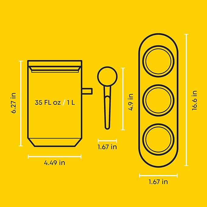 JoyJolt Holden 32oz Stackable Glass Storage Containers with Lids Scoops and Tray, Clear Airtight Food Canister Set of 3 w/Acacia Wood Lids, Round Stacking Pantry and Kitchen Containers w/Scoop