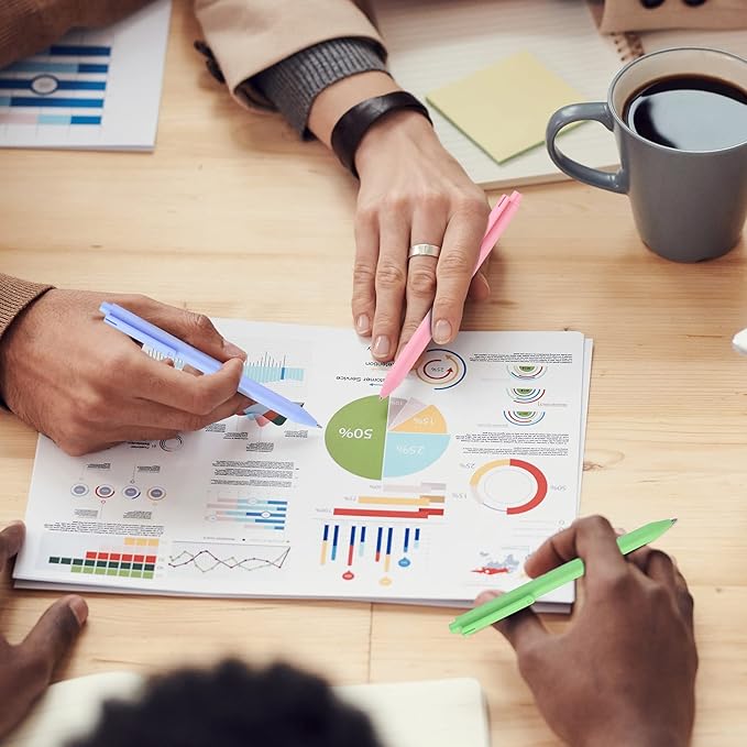 WY WENYUAN Cute Pens, 24 Pcs Fine Point Smooth Writing Pens, Personalized Ballpoint Pens Bulk, Flair Colorful Pens, Black Ink 1.0 mm Journaling Pen, School Office Supplies for Women & Men, Note Taking