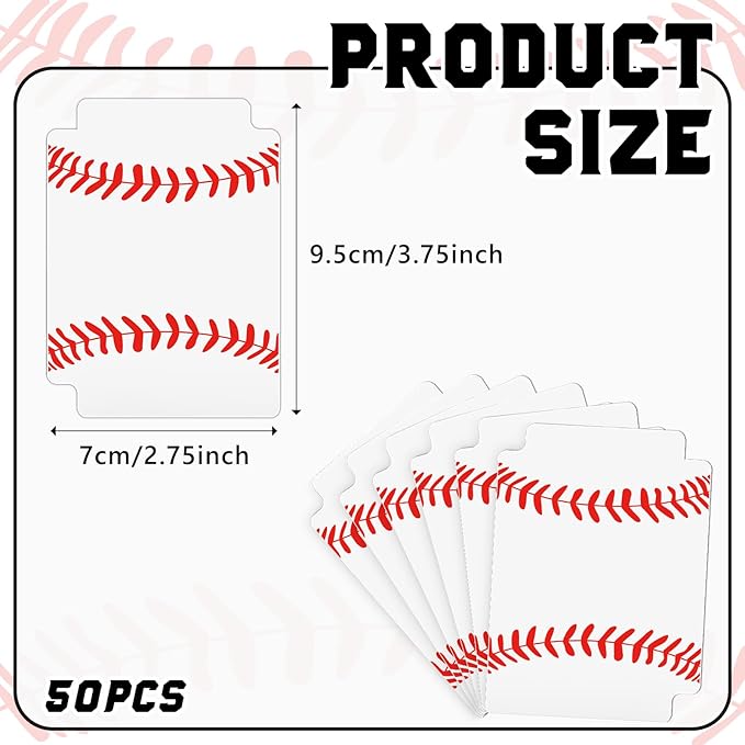 50pcs Baseball Card Dividers Plastic Index Card Storage Dividers with Tabs for Boys Gifts Card Separators for Sports Recipe Game Card Organize