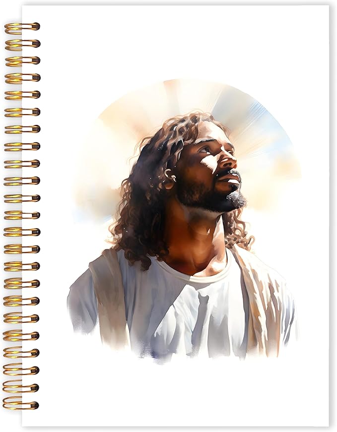 Qabliqo Black Jesus Christian Spiral Notebooks,Afro American Jesus Journals for Writing, Prayer Journal, Christian Gifts for Women Men, Religious Notebook for Note Taking, 5.5x8.3 Inch