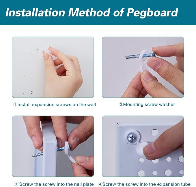 Pegboard Rack Garage Storage Steel Horizontal PegBoard Pack,Steel Pegboard Heavy Duty- 3 Pack 16-Inch X 36-Inch Metal Peg Board Tool Organization Panels (White)