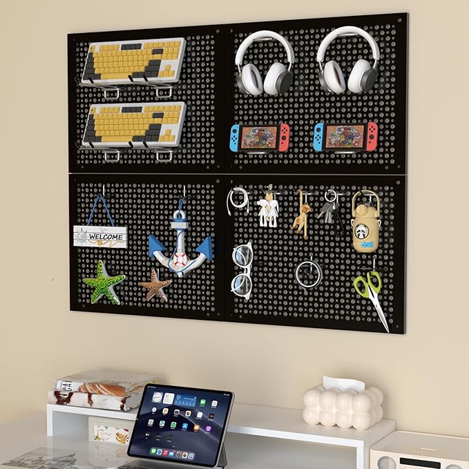 Metal Peg Board Kit with 1/4" Pegboard Accessories,Include 16.5"X13" Peg Board and Extra Thick Pegboard Accessories,Wall Organizer Peg Board Panels Tool Organizer Storage System (98)