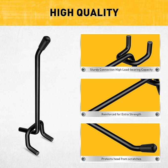 ELEAD 60-Piece 4 Inch Extra Thick Pegboard Hooks, Heavy Duty Peg Board Organizer Accessories, Peg Board Tool Hangers Fit for 1/4" Pegboard Hanging Tools Garage, Workshop, and Craft Storage