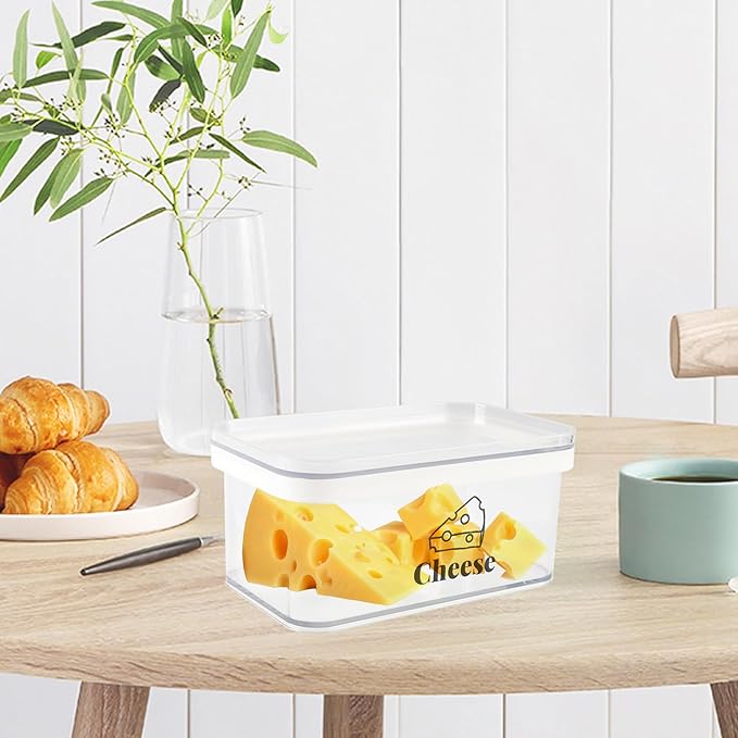 Cheese Container for Refrigerator Airtight Creamer Container with Lid Cream Cheese Sliced Cheeses Box Meat and Cheeses Saver for Fridge Keeper Cream Block Shredded Sliced Storage Box Holder