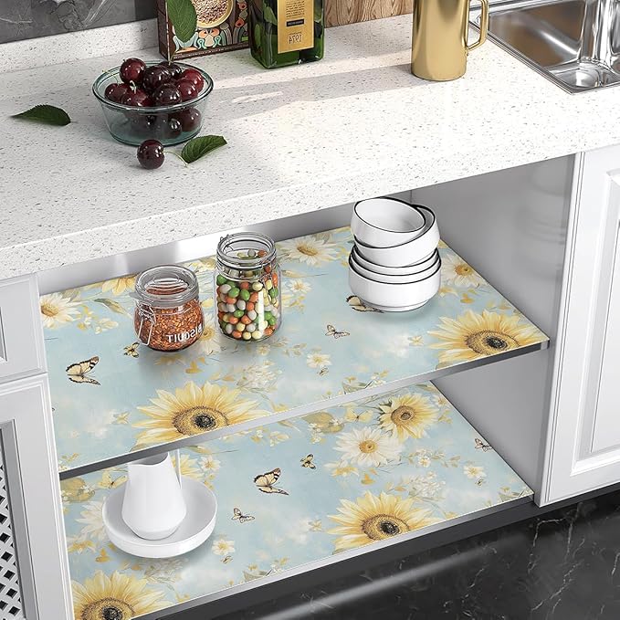 Shelf Liner for Kitchen Cabinets Non Adhesive Drawer Liner,Cabinet Liner for Shelves,Non Slip Kitchen Drawer Liners for Dresser,Waterproof Shelf Paper for Refrigerator,Cupboard,12In x 16.4FT