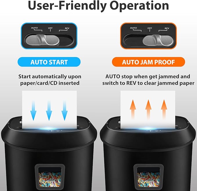 Paper Shredder 58dB 14-Sheet Cross-Cut Shredder with US Patented Cutter Shreds Card/CD, Heavy Duty Paper Shredding Machine for Home Office with Auto Jam Proof,6.6-Gallon Bin