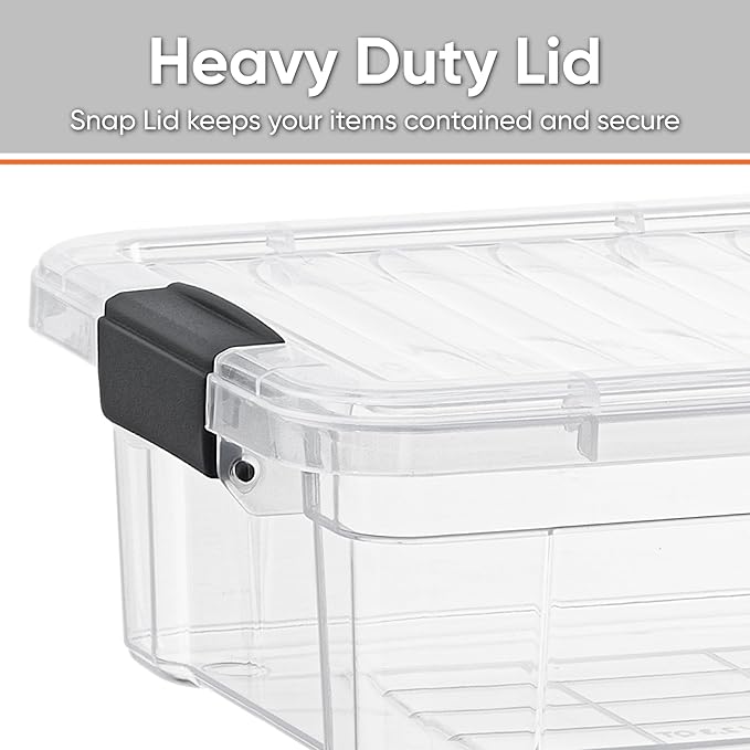 Superio Clear Storage Bins with Lids, 16 Quart BPA Free Plastic Containers, Transparent Boxes for Organizing, Stackable Crates, Organizer Totes for Home, Office, School, and Dorm