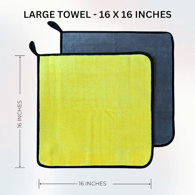 The Pro Stuff® Microfiber Towels for Cars, 600 GSM, Super Soft Drying Towels for Cars, Dual-Sided for Cleaning, Washing and Buffing, Tagless, Scratch-Free, Lint Free Cloth (16”x16”) | Pack of 3
