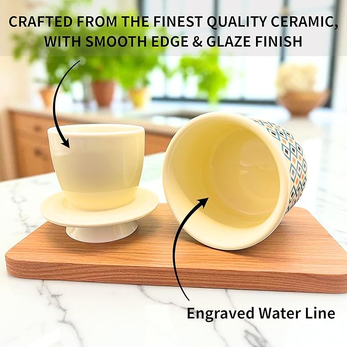 Butter Crock with Lid for Countertop, Butter Keeper Crock with Water, French Butter Dish Ceramic, Butter Holder with Lid for Spreadable Butter, Butter Container for Counter (Retro Diamond, Ivory)