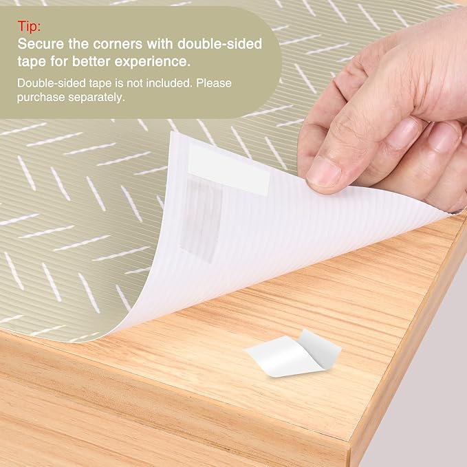 Glotoch Premium Non Slip Shelf Liner, Non Adhesive Drawer Liner, Waterproof Shelf Liners for Kitchen Cabinets, Drawer, Fridge, Wire Shelving, Pantry-12" X240", Heavy Duty, Beige Herringbone