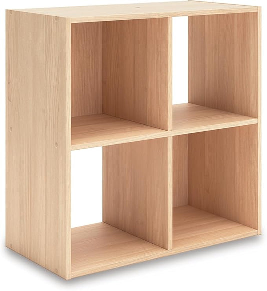 Signature Design by Ashley Piperton Contemporary 4 Cube Organizer for Storage, Fits 10.5" x 10.5" x 11" H Storage Bins, Wood, 23.82" Tall, Light Brown