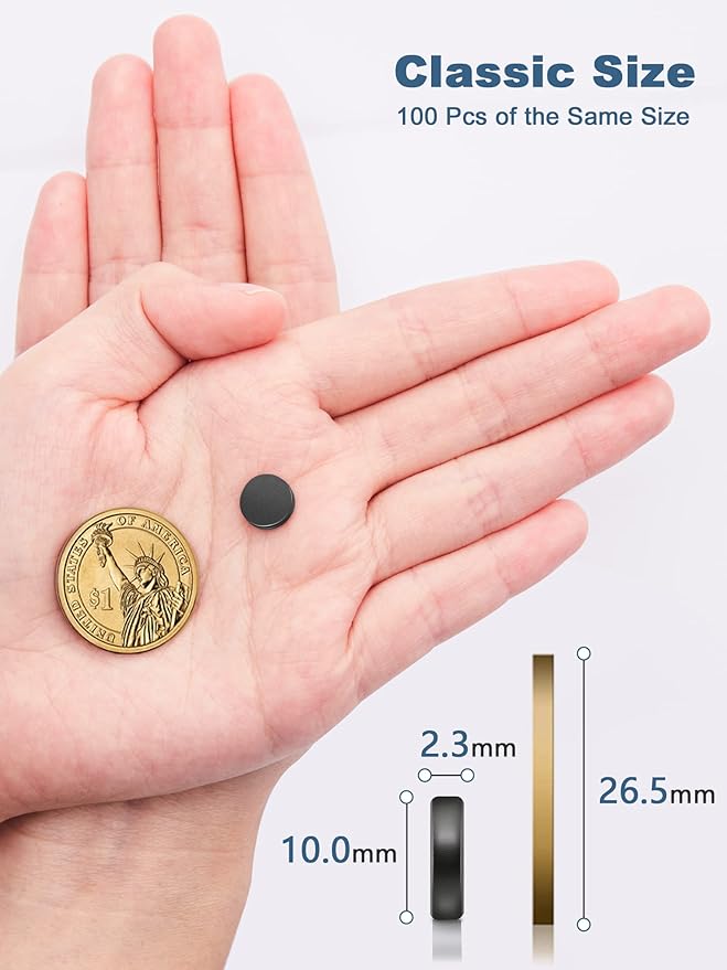 SMARTAKE 100 Pcs Refrigerator Magnets, Small Round Fridge Magnets, Multi-Use Premium Neodymium Office Magnets for Fridge, Whiteboard, Billboard in Home, Kitchen, Office and School (Black)