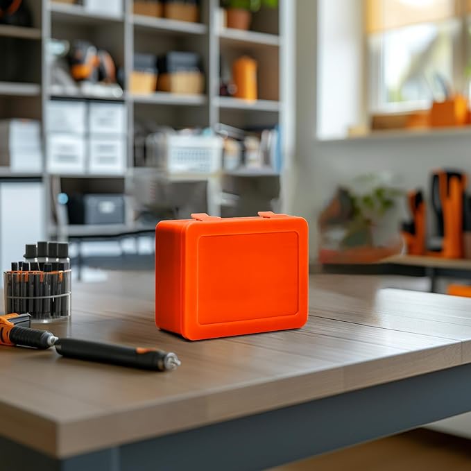 Battery Organizer Storage Box, Garage Case Holder for 24* AA, 30* AAA Batteries (Bag Not Include Batteries Pack) (orange)