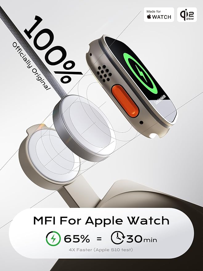 THREEKEY 3 in 1 iPhone 17 Charging Station,MagSafe Charger Compatible, Qi2 25W MFi Certified Wireless Charger Stand for iPhone 17/16/15/14/13/12, Apple Watch, AirPods(45W Adapter Included)