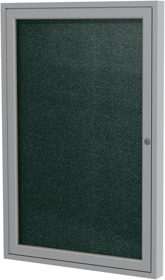 Ghent 36"x30" 1-Door Outdoor Enclosed Vinyl Bulletin Board, Shatter Resistant, with Lock, Satin Aluminum Frame - Ebony (PA13630VX-183), Made in the USA