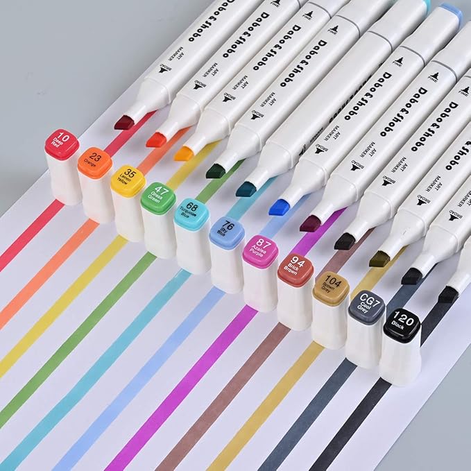 Dabo&Shobo 96 Color Dual Tip Alcohol Art Markers for Kids and Adults - Fine & Chisel Tips for Sketching and Coloring