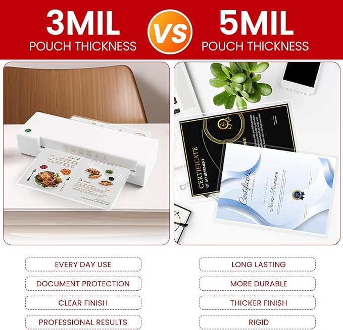 CAREGY 5 Mil Thermal Laminating Pouches (200 Pack) - 9x11.5 Inch Laminating Sheets for 8.5x11 Documents, Clear,Office & School Laminator Supplies